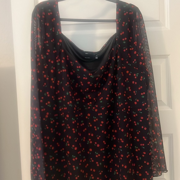 ASOS cherry sheer black and red midi dress plus size 24 fully lined indie boho - Picture 15 of 15